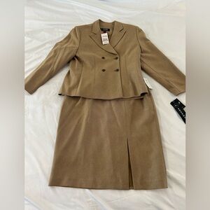 Levine Classics Skirt Suit 16 Camel 2 Pc Career Blazer Set NWT
